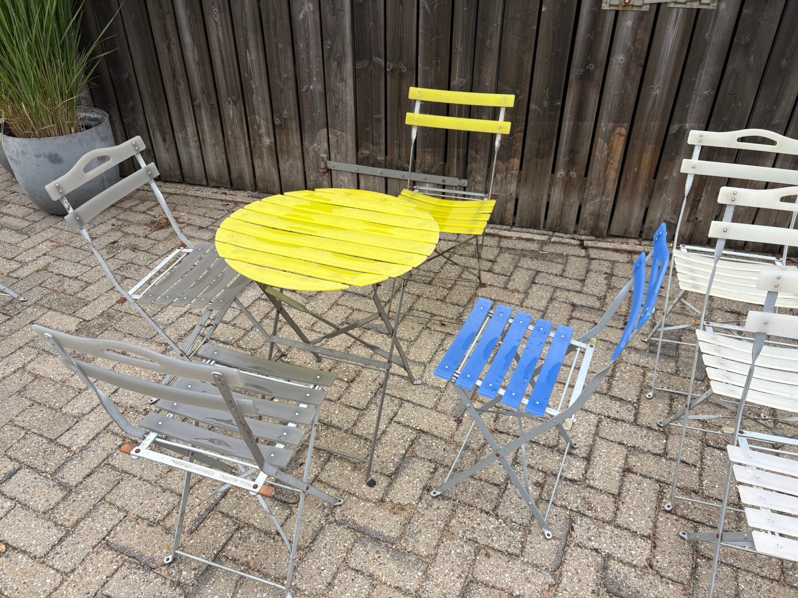 Leuke party vintage retro bistro stoelen klapstoelen, Ophalen, Gebruikt, Metaal