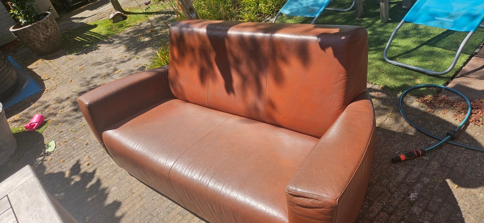 Gerard van den Berg bank - Bruin leer, Ophalen, Gebruikt, 150 tot 200 cm, Tweepersoons