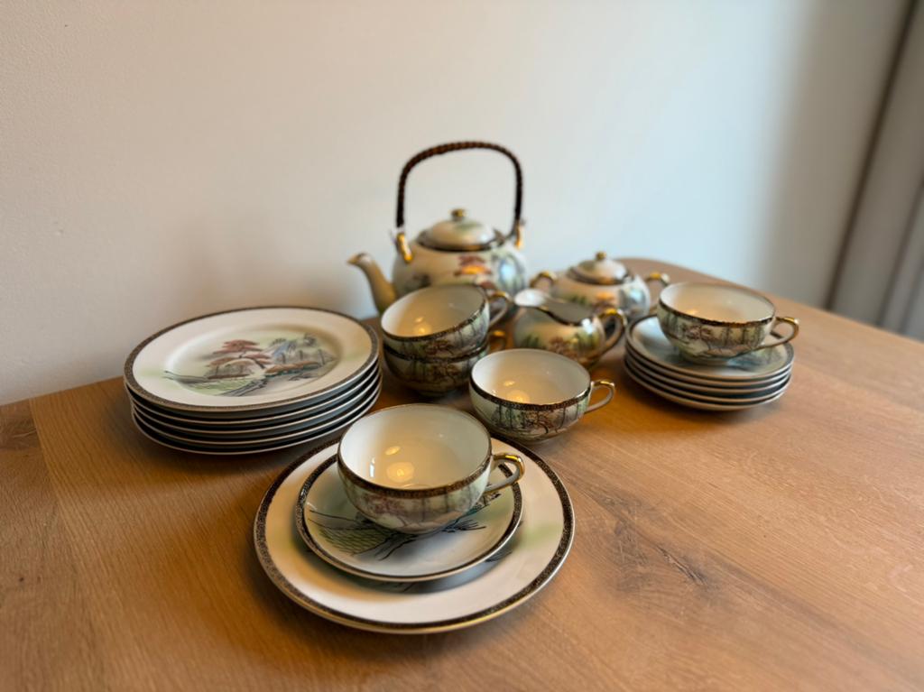 Japans theeservies - Kutani - vintage - antiek, Ophalen of Verzenden