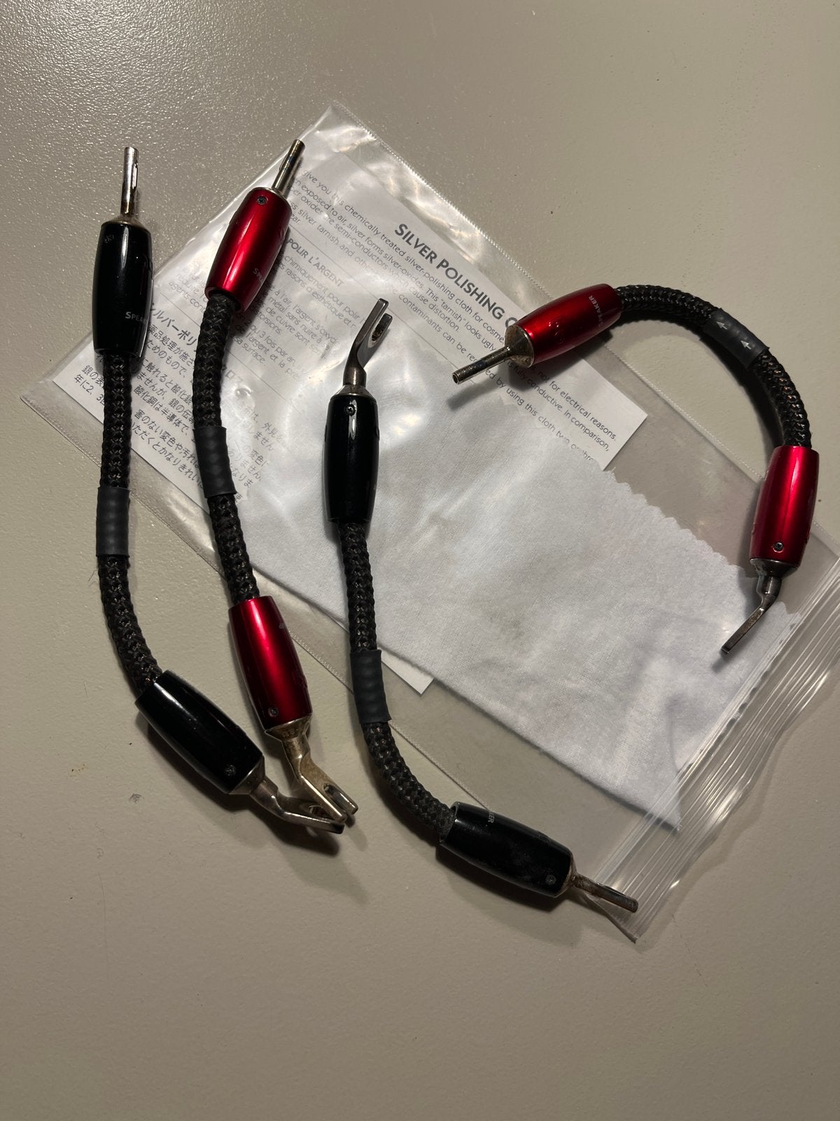AudioQuest Jumpers Zilver 1007-8u Spade/Banaan 20cm, Ophalen of Verzenden, Gebruikt, Minder dan 2 meter, Luidsprekerkabel