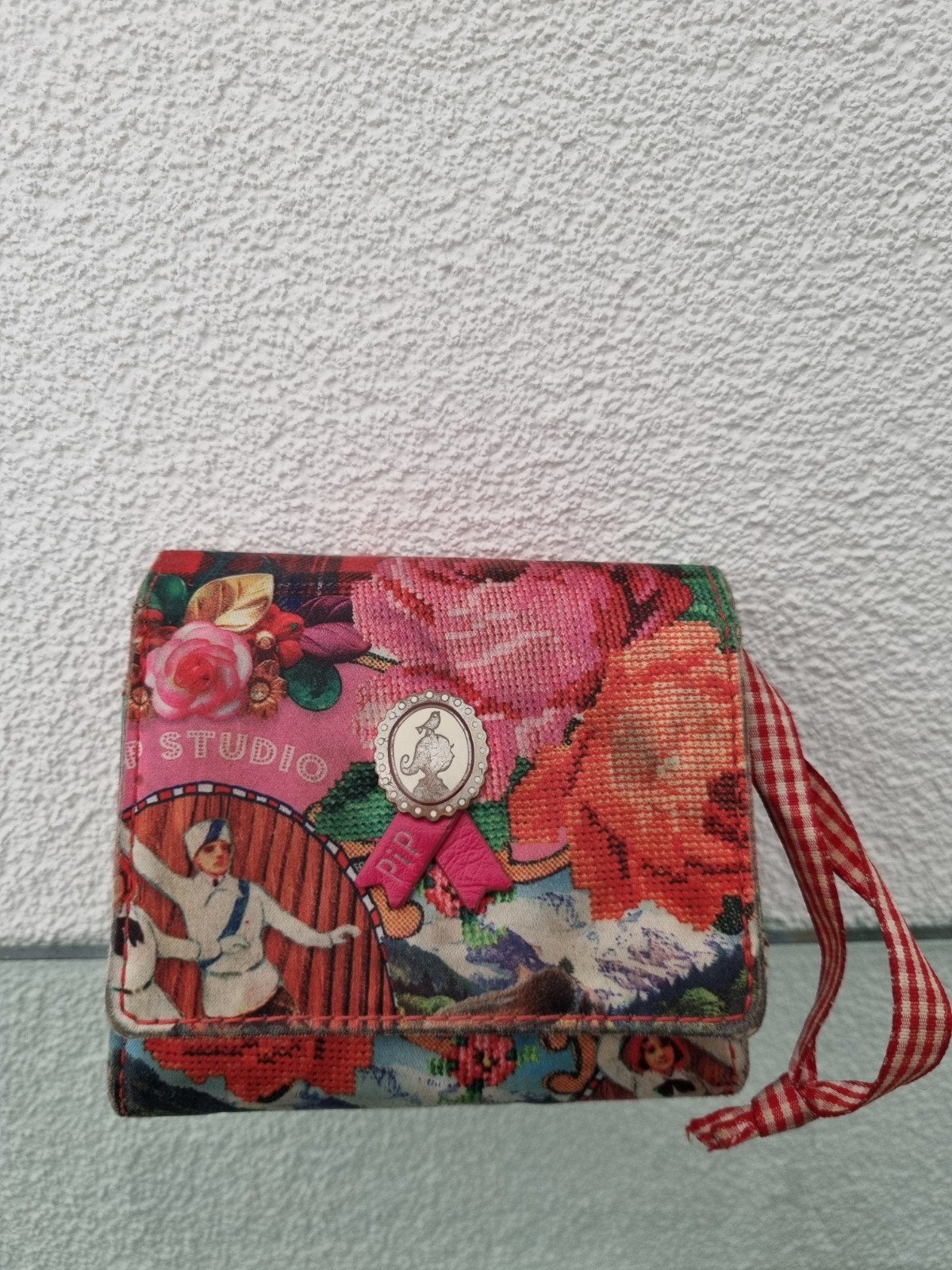Vintage Pip Studio Portemonnee - Circus/Bloemenprint, Sieraden, Tassen en Uiterlijk, Ophalen of Verzenden, Gebruikt, Roze, Overige merken