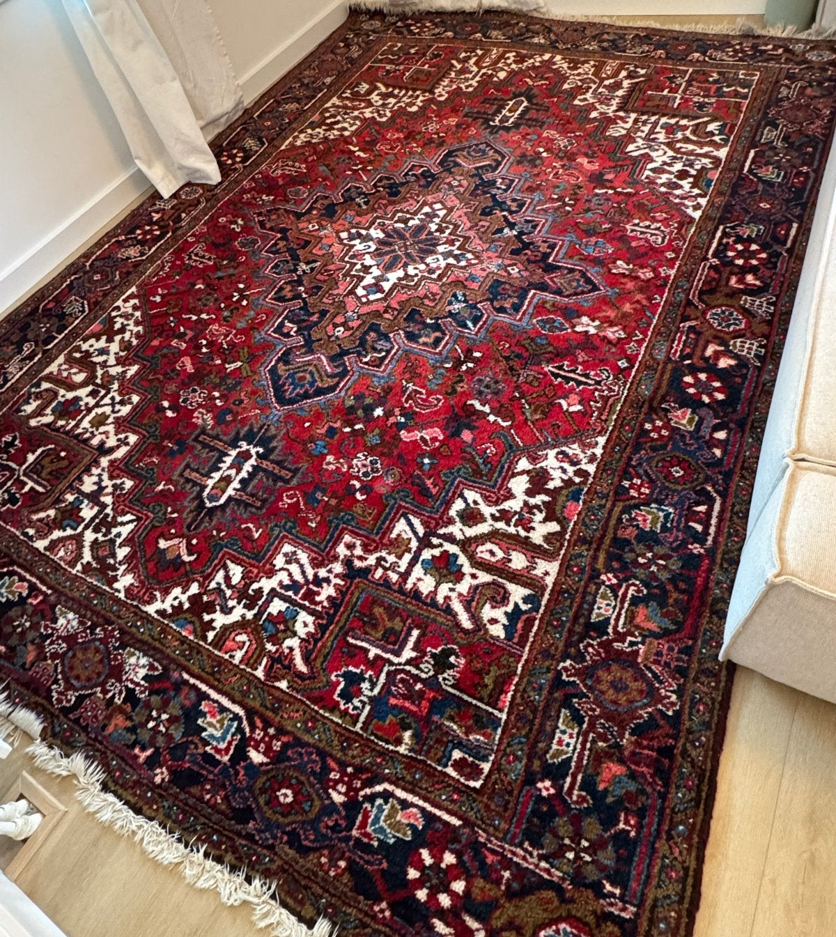 Vintage Perzisch tapijt- Heriz Iran, Ophalen, Gebruikt, 150 tot 200 cm, 200 cm of meer