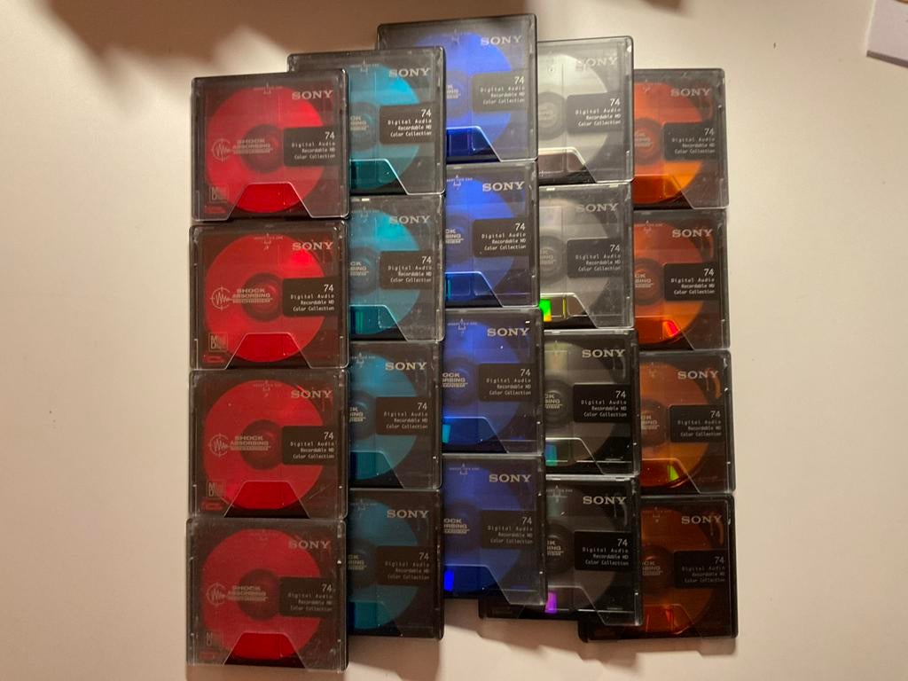 Minidisc’s  SONY COLOR COLECTION  20x als nieuw. 74 minuten, Ophalen of Verzenden