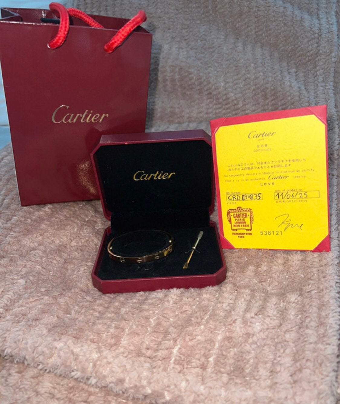 Cartier armband met alles erbij maat 16 en 19, Ophalen of Verzenden, Zo goed als nieuw, Goud