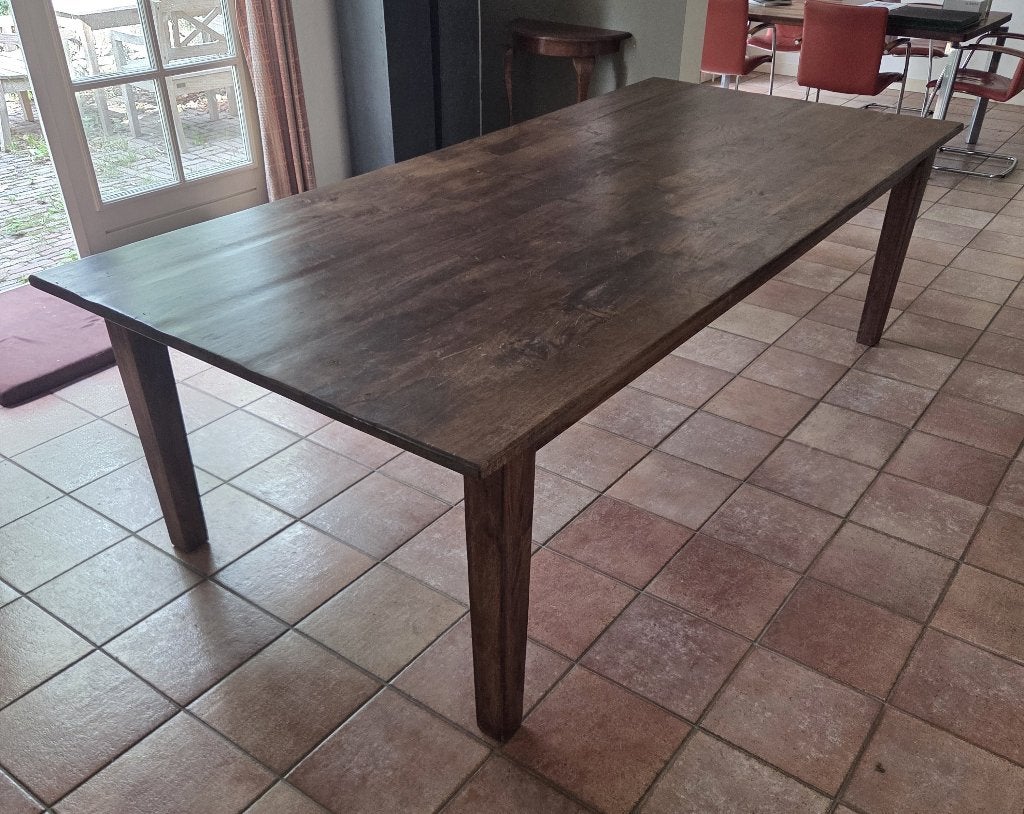 EETKAMER TAFEL KOLONIAAL Bruin, Huis en Inrichting, Ophalen, 100 tot 150 cm, Teakhout, 200 cm of meer