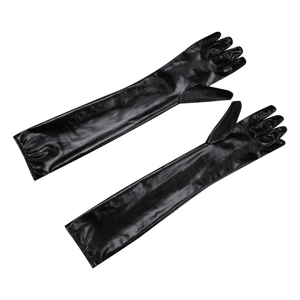Leerlook handschoenen leren dames wetlook lak sexy zwarte, Verzenden, Nieuw, Maat 38/40 (M), Handschoenen