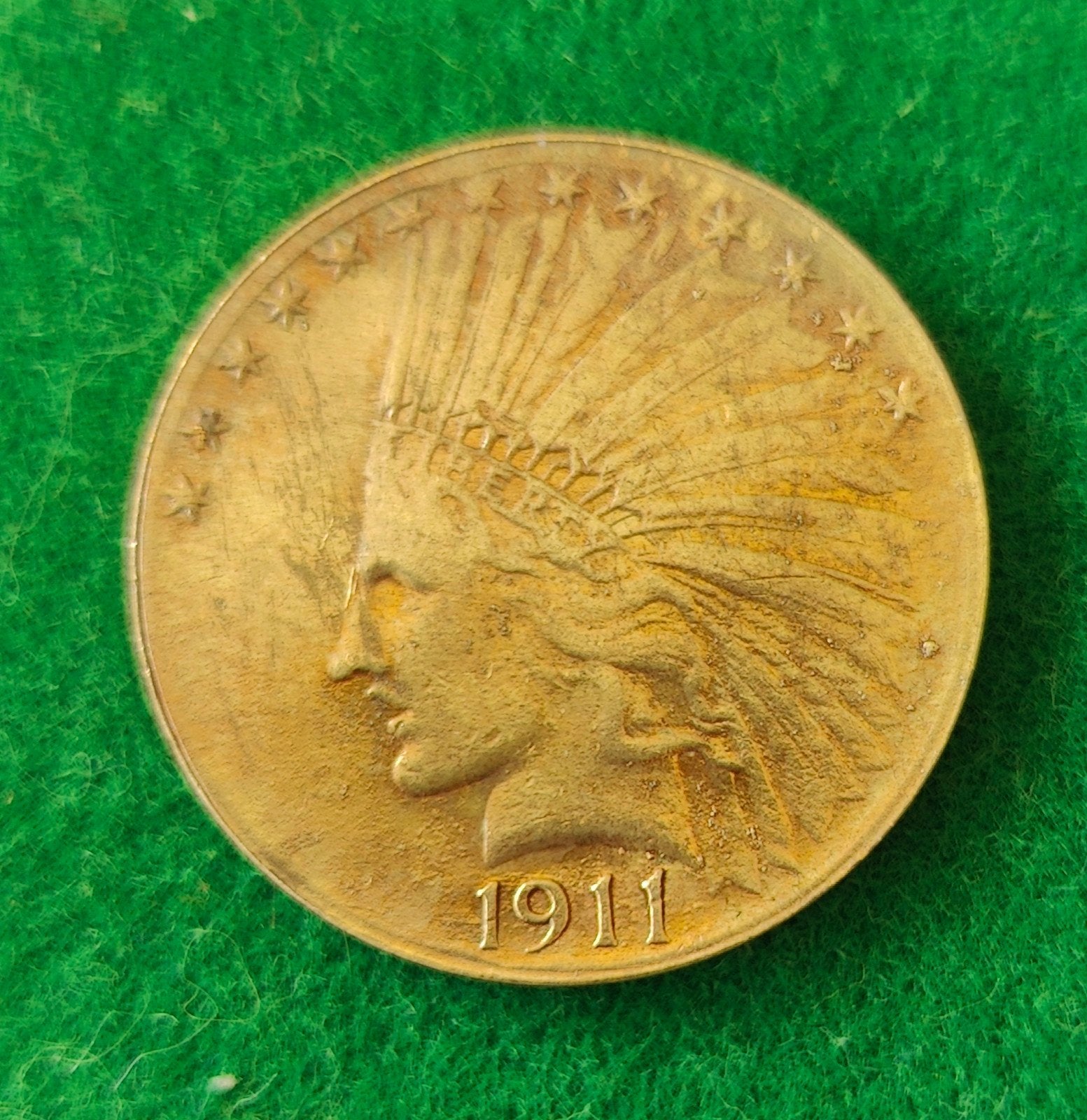 Imitatie 1911 Gouden Indian Head $10 Munt - VS, Ophalen of Verzenden, Noord-Amerika, Losse munt, Goud