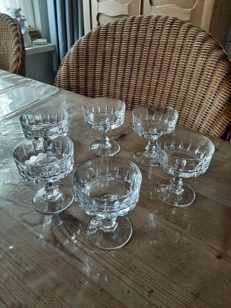 CRISTAL `D ARQUES , LOUVRE - 6 ADVOCAAT / LIKEURGLAZEN, Overige merken, Klassiek, Ophalen of Verzenden, Zo goed als nieuw