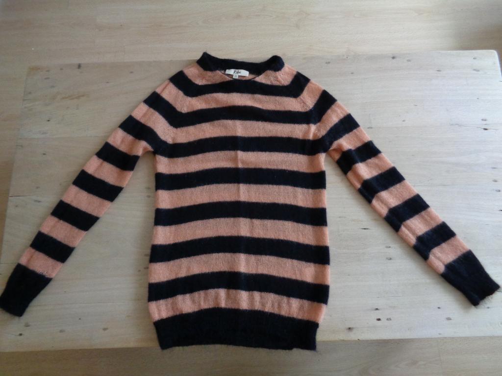 Nieuw: trui Rika - mohair - zwart zalm streep - XS S, Ophalen of Verzenden, Nieuw, Maat 36 (S), Zwart