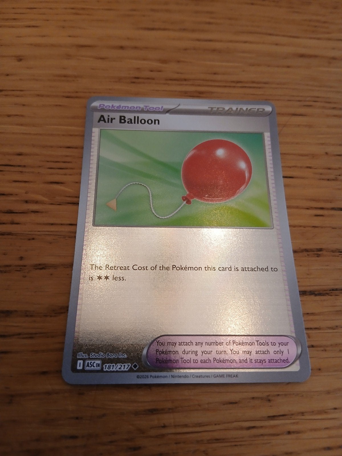 Pokémon Tool Air Balloon Trainer Kaart 181/217, Ophalen of Verzenden, Zo goed als nieuw, Losse kaart