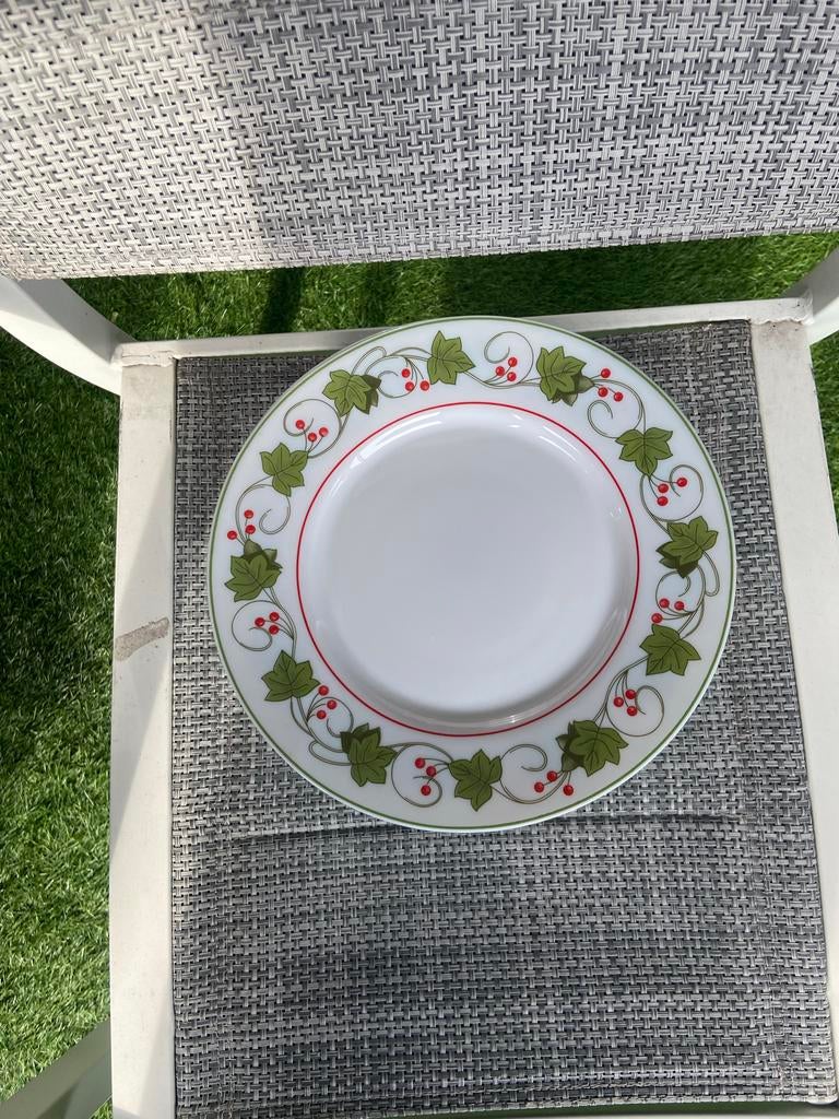 Set van 12 Corelle borden met klimop en bessen decor, Keramiek, Ophalen of Verzenden, Zo goed als nieuw, Bord(en)