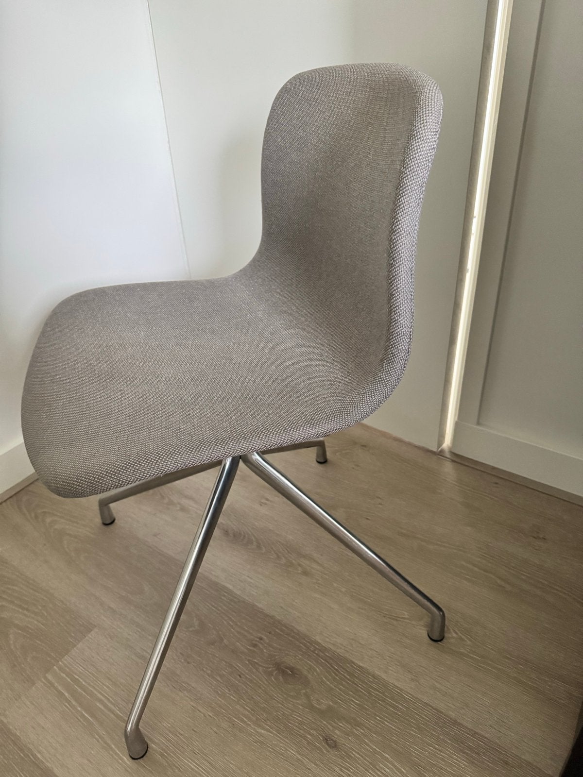 Set van 3 draaibare stoelen - Grijs stof met metaal, Ophalen, Gebruikt, Drie, Stof