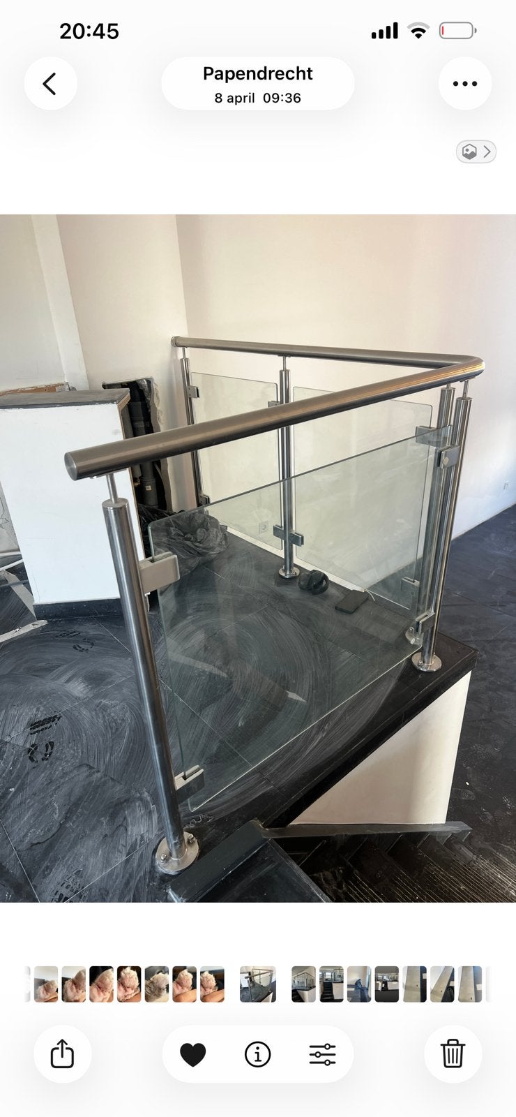 Glazen balustrade met RVS leuning, Doe-het-zelf en Verbouw, Glas en Ramen, Ophalen, Gebruikt, 120 tot 160 cm, Veiligheidsglas