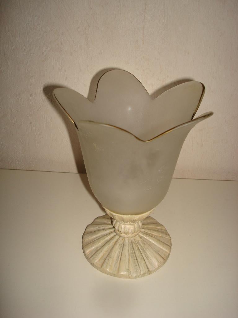 Waxinelicht met melkglas, Overige materialen, Ophalen of Verzenden, Zo goed als nieuw, Kandelaar