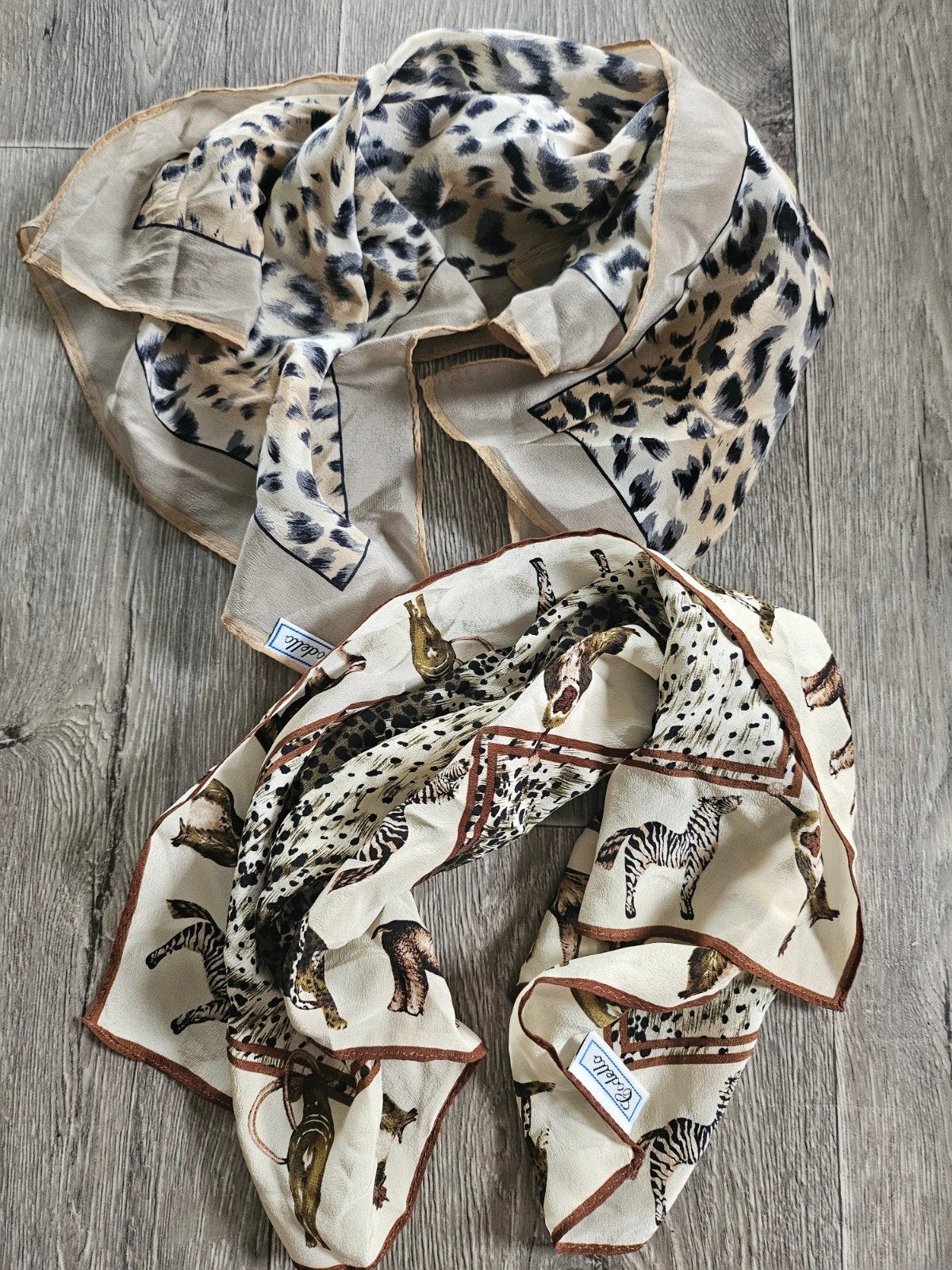 Set van 2 vintage Codello sjaals met dierenprint, Codello, Ophalen of Verzenden, Gedragen