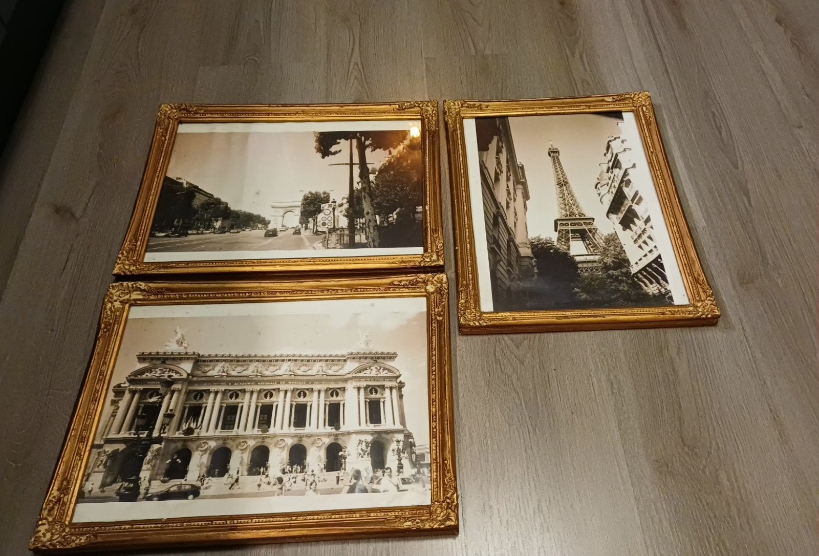 Drie ouderwetse foto's van Frankrijk in mooie lijstjes, Minder dan 50 cm, Gebruikt, Ophalen of Verzenden, Foto of Poster