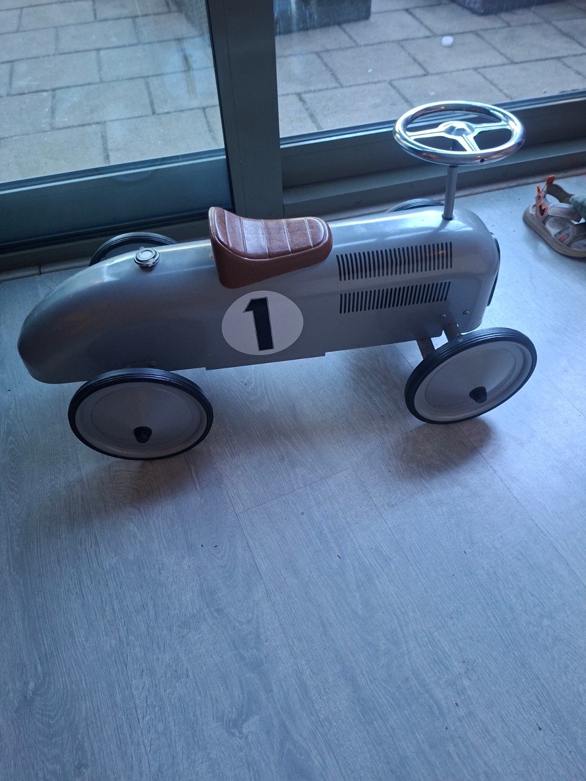 Retro loopauto voor kinderen - Zilver met nummer 1, Ophalen, Gebruikt