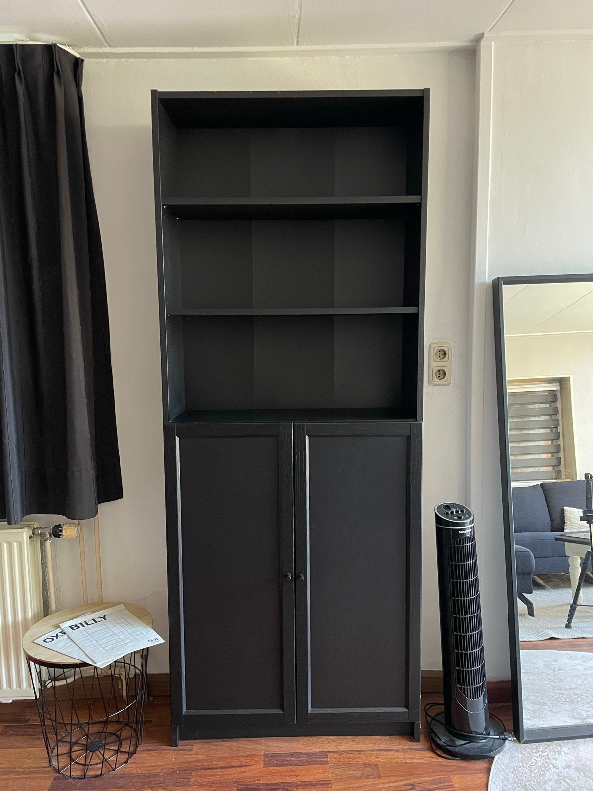 IKEA BILLY / OXBERG Boekenkast met deuren, zwart eikenpatroo, Ophalen, Gebruikt, 200 cm of meer, 50 tot 100 cm