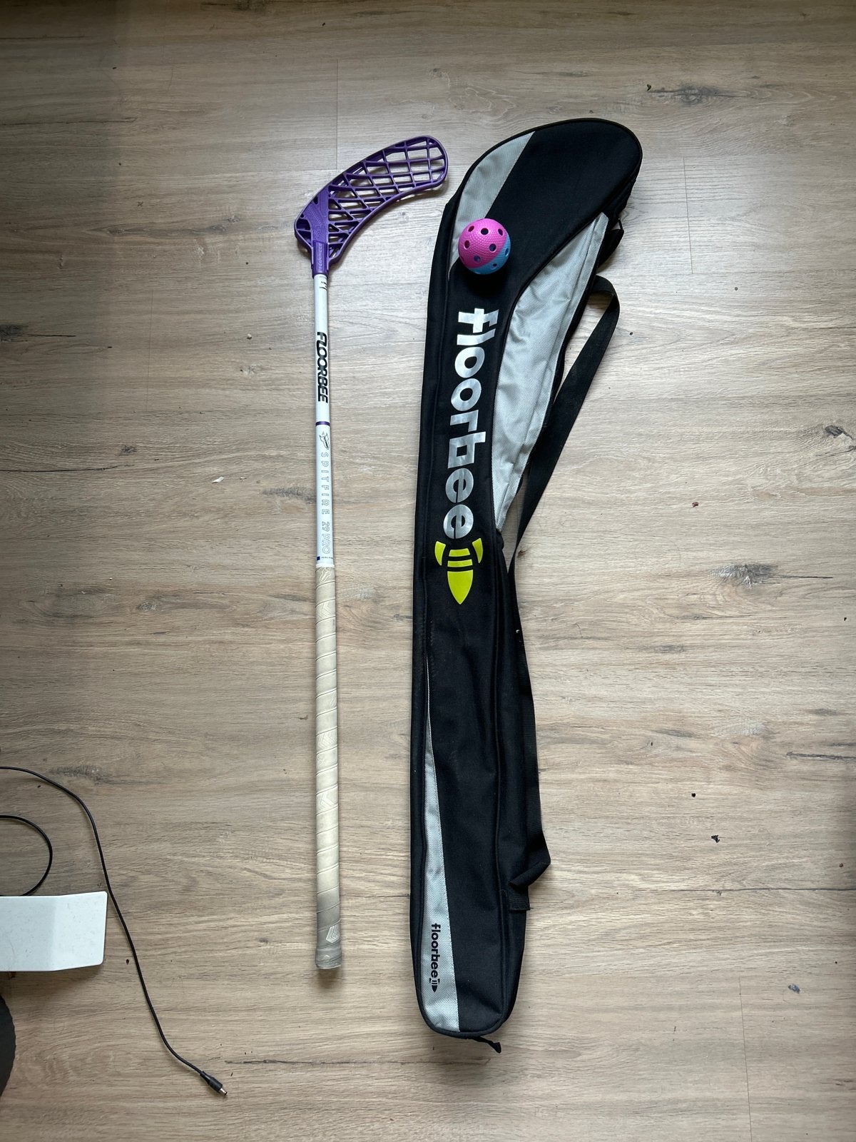 Floorball/unihockey stick Floorbee met tas en bal, Ophalen, Gebruikt