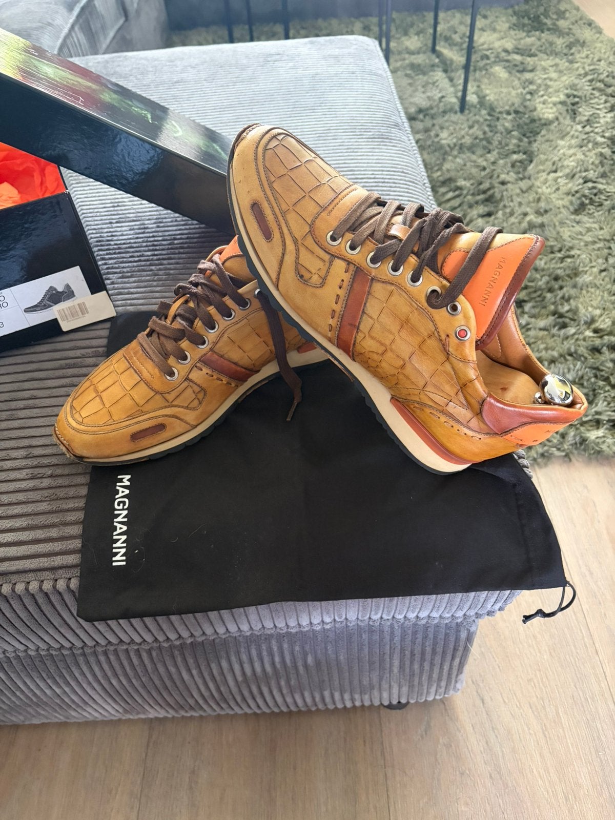 Magnanni sneakers reptielprint maat 43, Bruin, Ophalen of Verzenden, Sneakers of Gympen, Zo goed als nieuw