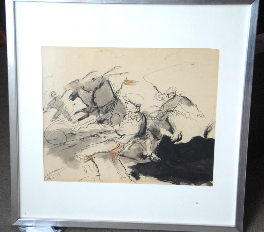 Een prachtig werk op papier met inkt 1973, Antiek en Kunst, Ophalen of Verzenden