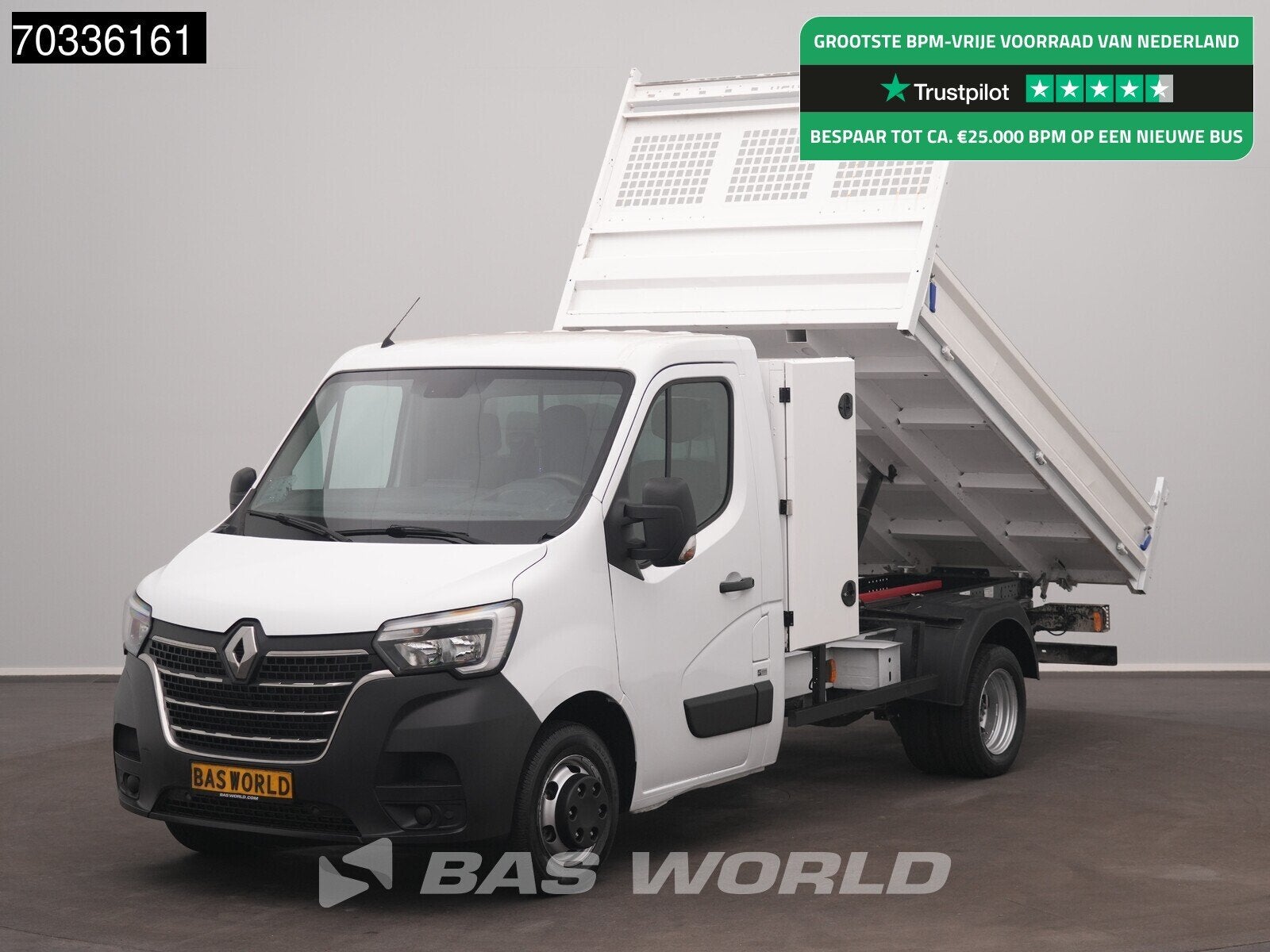 Renault Master 130PK Kipper Dubbellucht Kist Airco 3,5t Trek, Auto's, Stof, Gebruikt, Euro 6, 4 cilinders