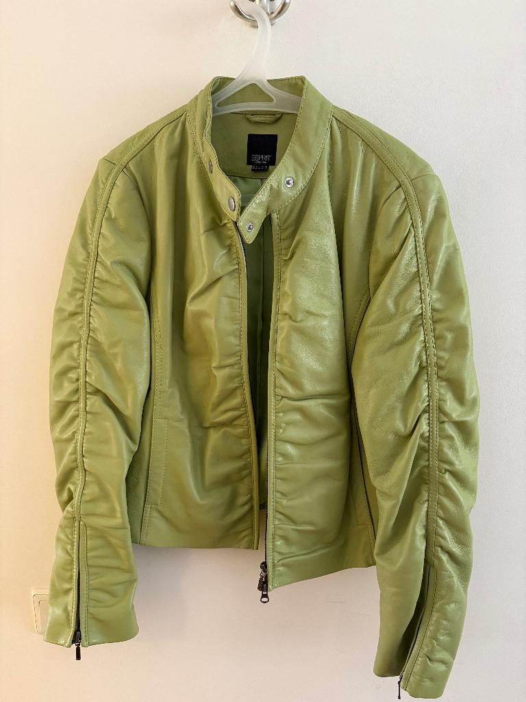 Appelgroen leren jasje, Kleding | Dames, Maat 42/44 (L), Ophalen of Verzenden, Zo goed als nieuw, Jasje