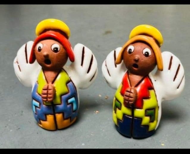 Zingende kerst engelen geometrisch emaille, Ophalen, Nieuw
