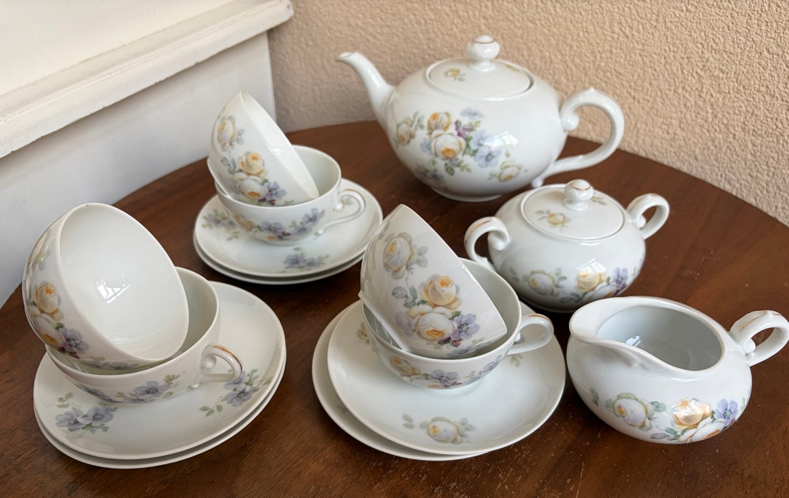 Rosenthal Bavaria Elite theeservies met bloemmotief, Ophalen of Verzenden