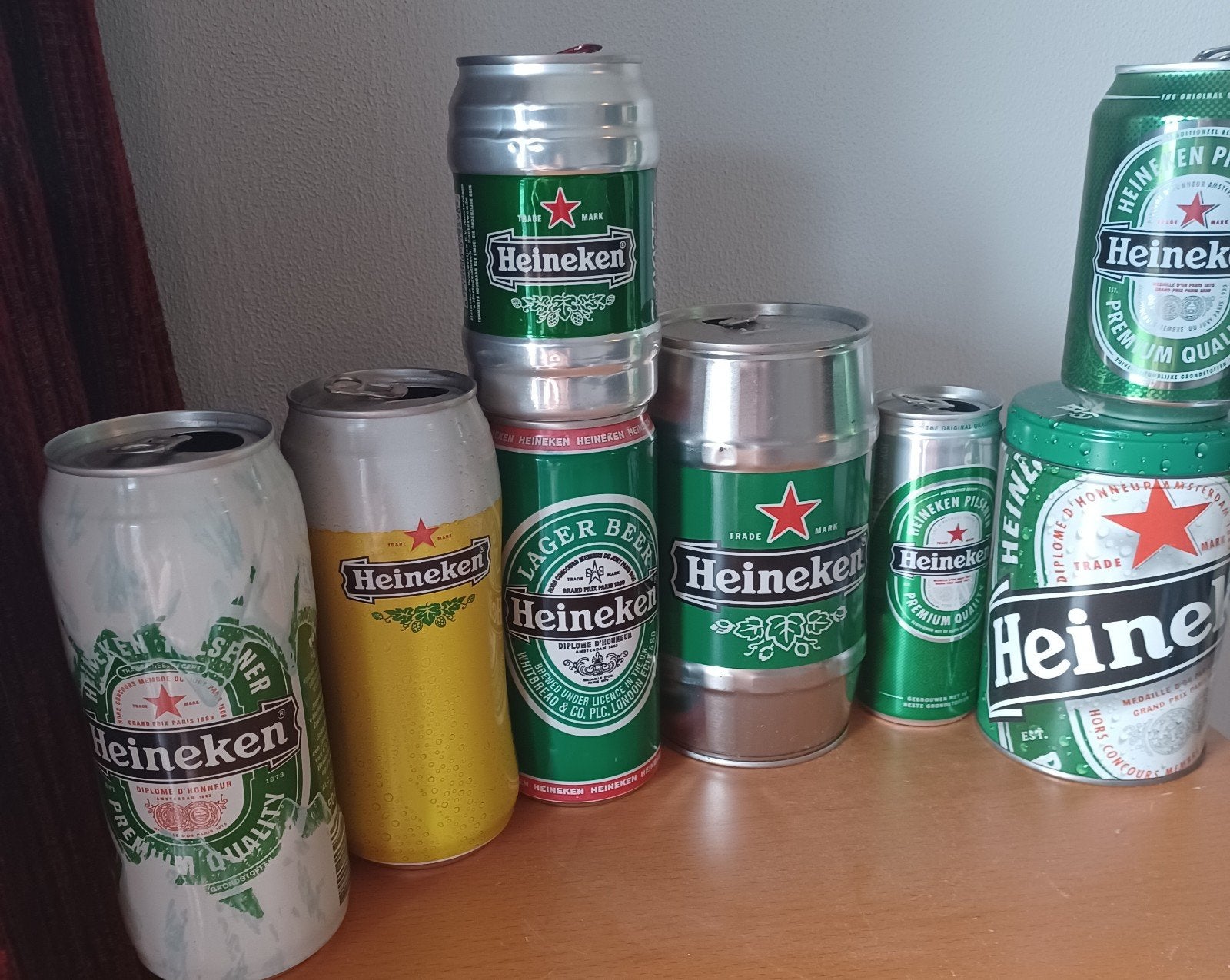 Diverse collectie Heineken bierblikjes 8 stuks, Ophalen, Zo goed als nieuw, Heineken