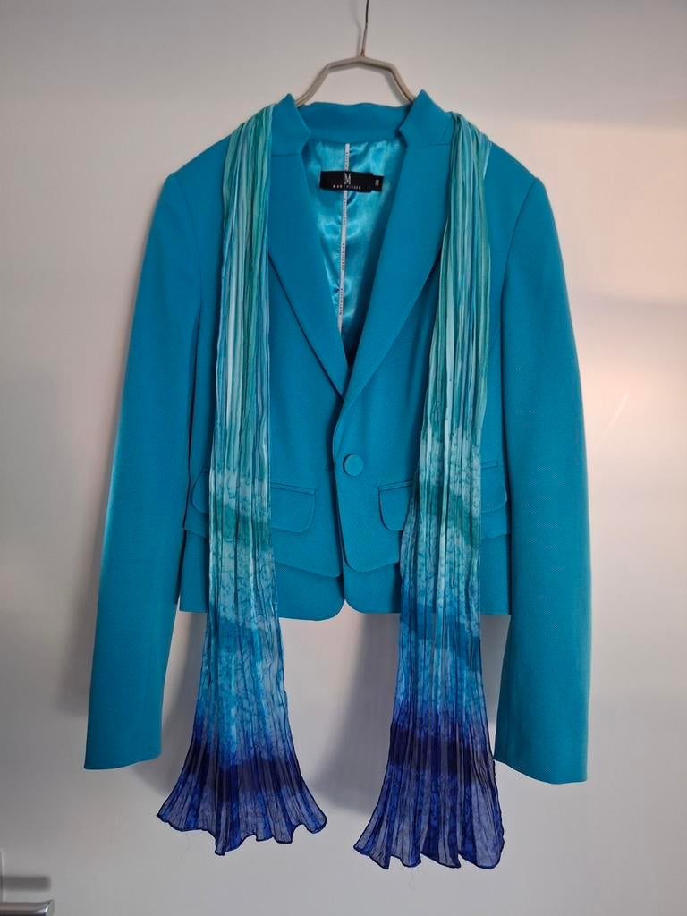 Mart Visser Jasje Maat 38, 1x gedragen Turquoise met Sjaal, Maat 38/40 (M), Ophalen of Verzenden, Zo goed als nieuw, Jasje