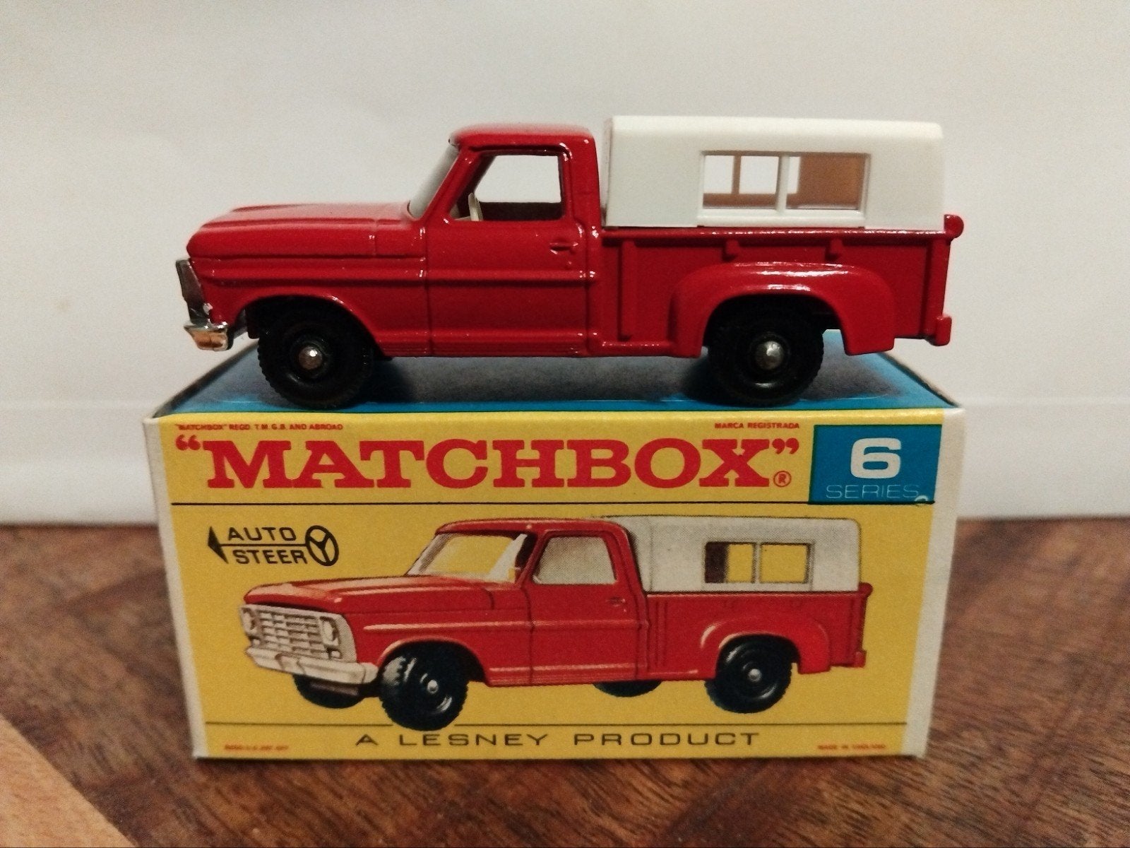 Matchbox #6 Ford pick up met huif Lesney 3INCH, Ophalen of Verzenden, Zo goed als nieuw, Auto