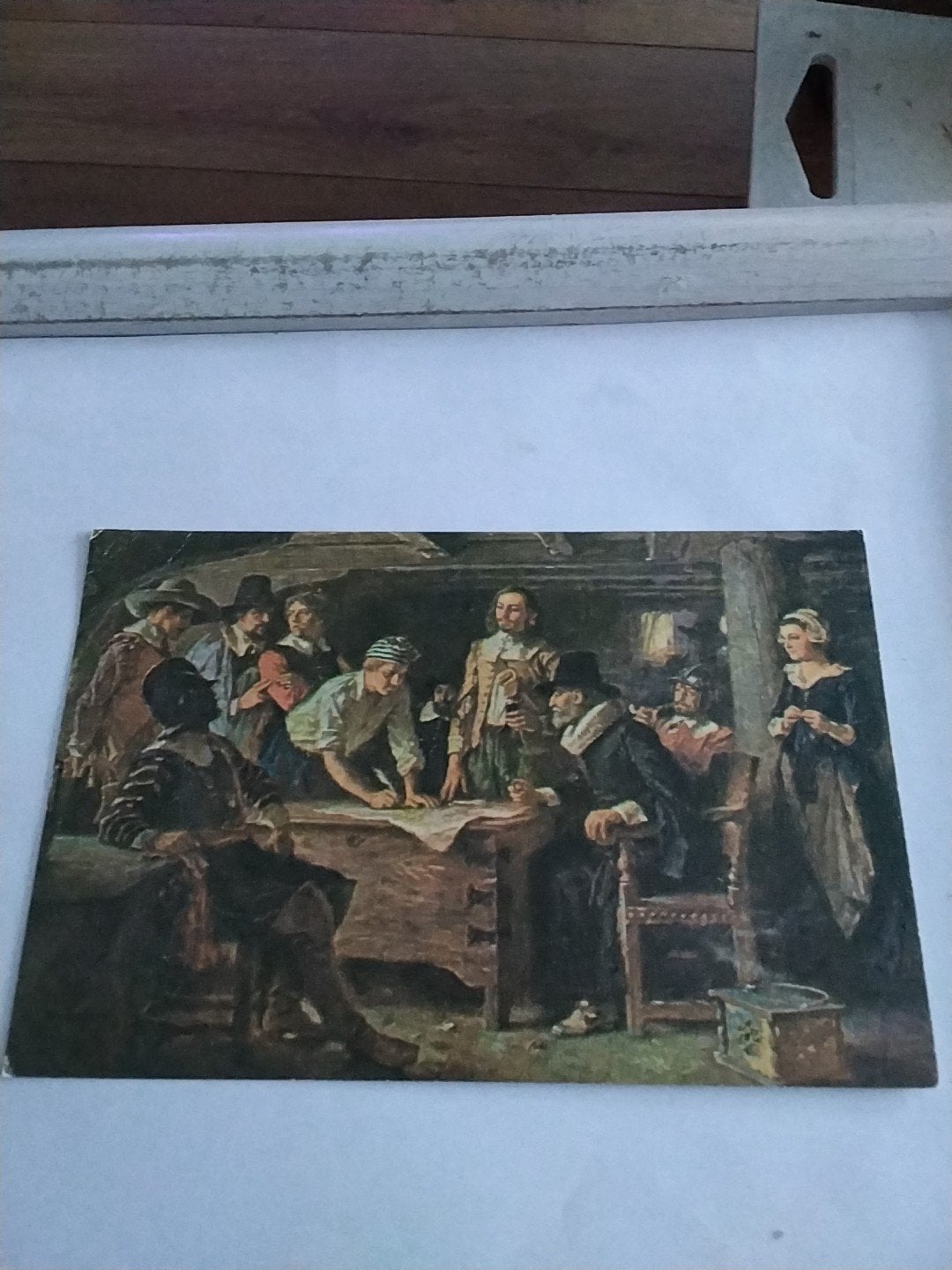 Ansichtkaart The Mayflower Compact 1620 - Vroege Amerika, Ophalen of Verzenden, 1960 tot 1980, Gelopen