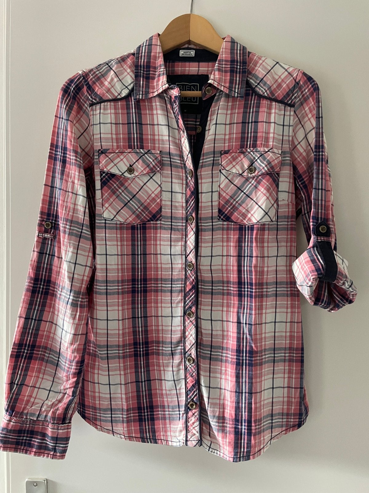 Mooie geruite blouse van Bien Bleu maat M, Ophalen of Verzenden, Zo goed als nieuw, Maat 38/40 (M), Roze
