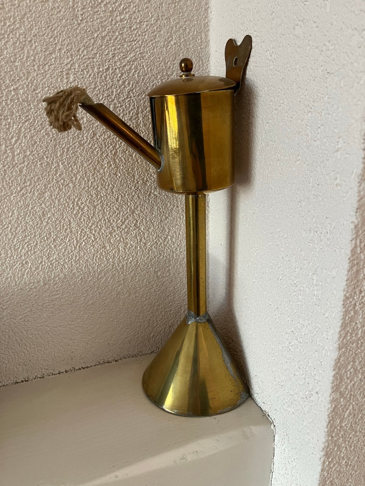 Antieke Messing Olielamp - Decoratieve Verlichting, Ophalen of Verzenden