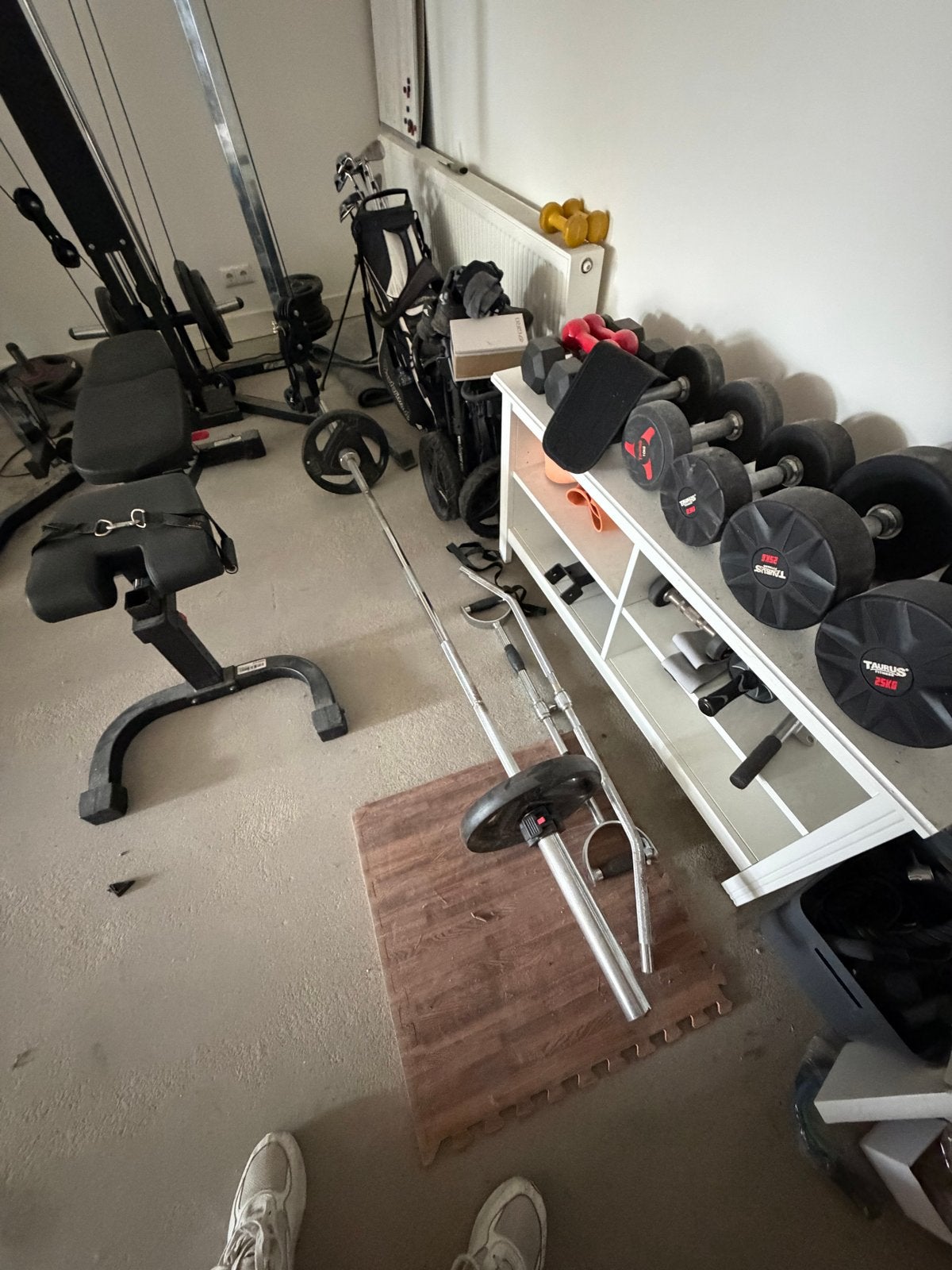 Complete Taurus Home Gym Set: Krachtstation, Bankje, Halters, Sport en Fitness, Fitnessmaterialen, Ophalen, Gebruikt, Armen, Fitnessbank