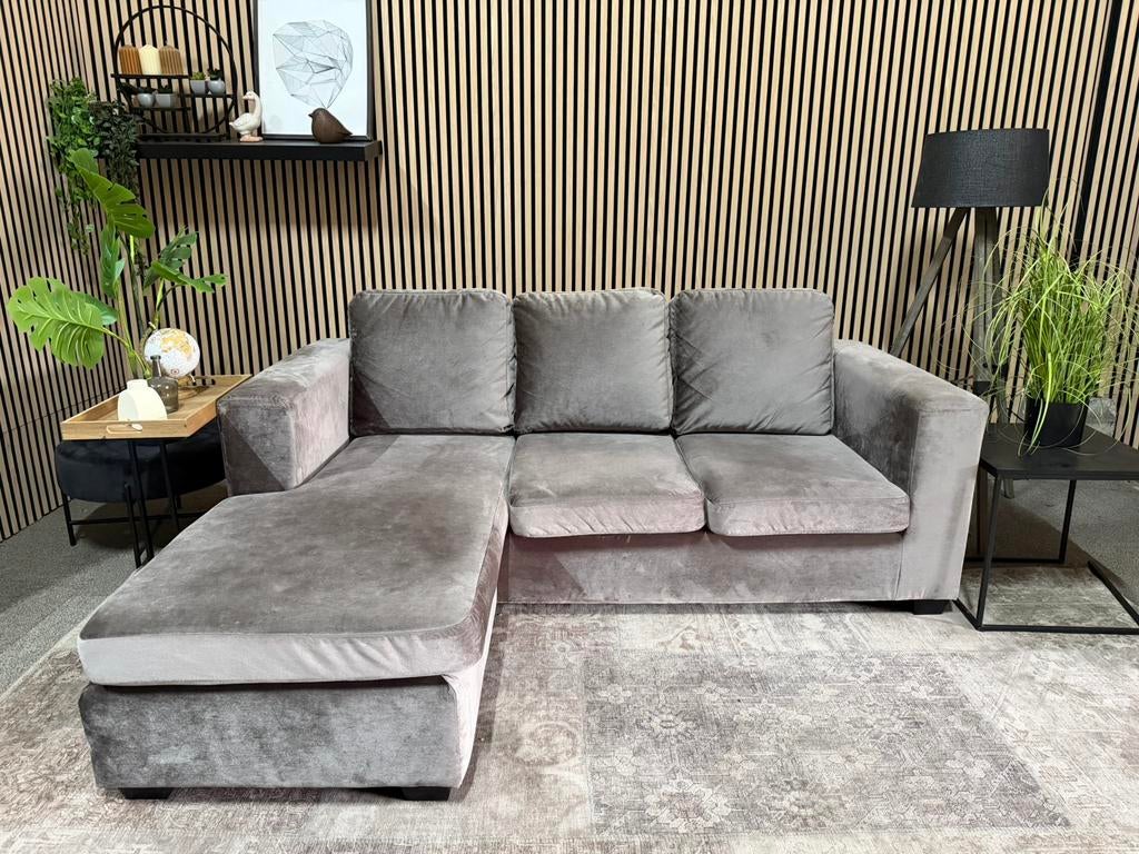“GRATIS LEVERING” Zachte velvet hoekbank! 195x155, 125 tot 150 cm, Hoekbank, Driepersoons, Ophalen of Verzenden