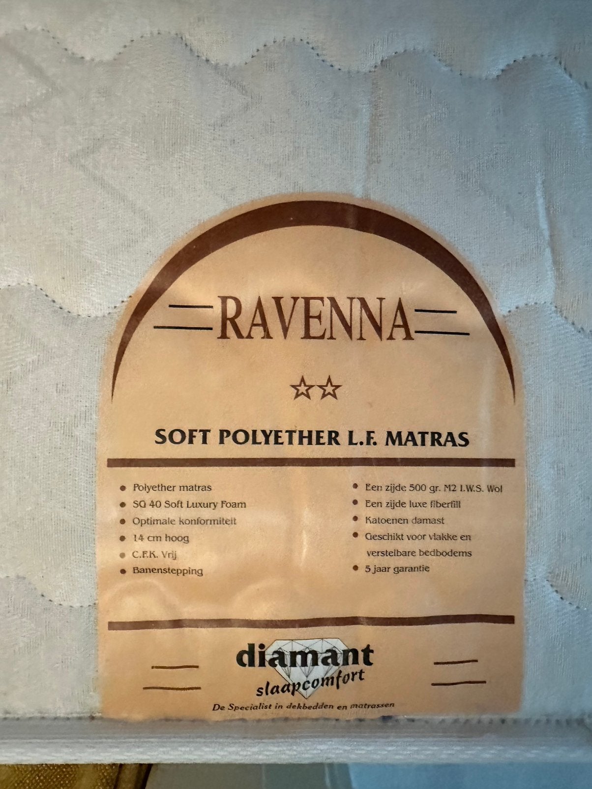 Ravenna matras 140x200, Ophalen, Gebruikt, Bruin, Tweepersoons