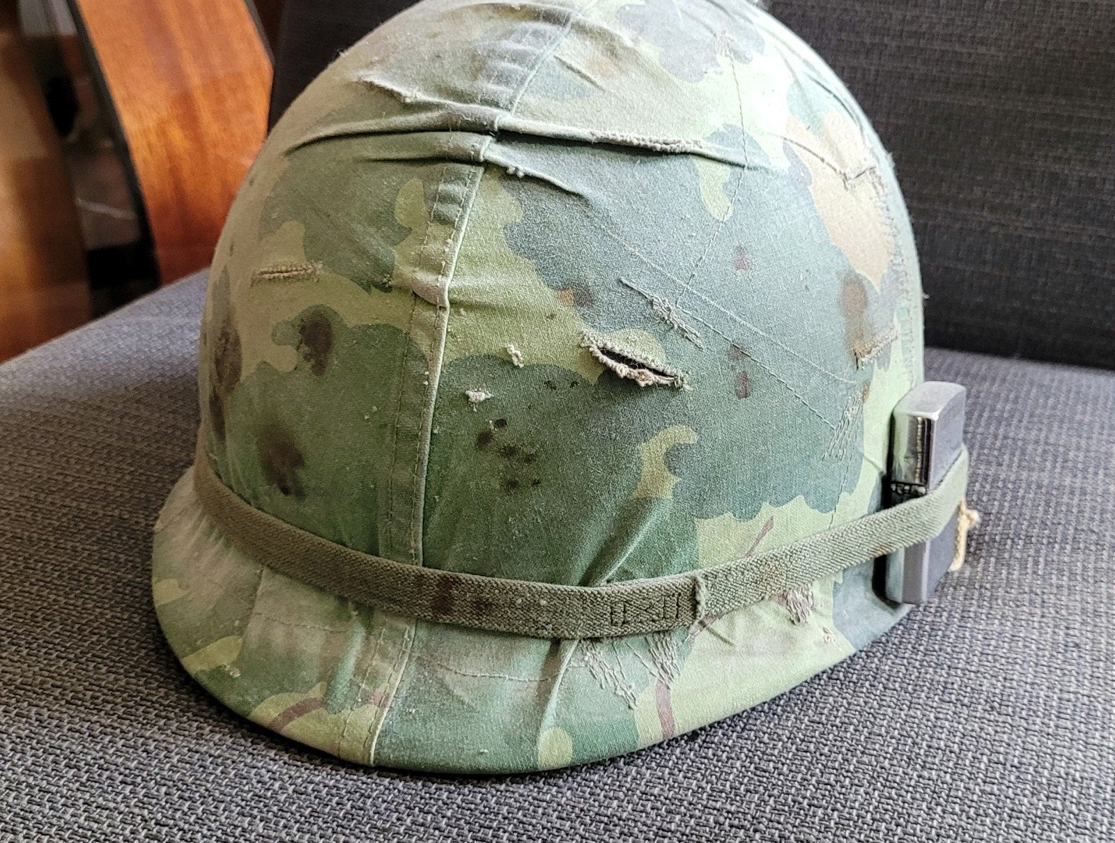 M1 helm met Airborne liner en geïmproviseerde kinriem, Verzamelen, Ophalen of Verzenden, Landmacht, Amerika, Helm of Baret