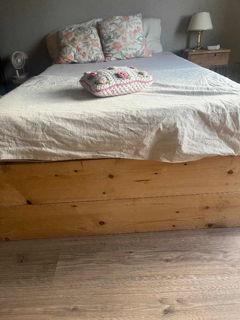 Houten bed 120 x 210 meter (moet snel weg!), Ophalen, Gebruikt, Bruin, 210 cm