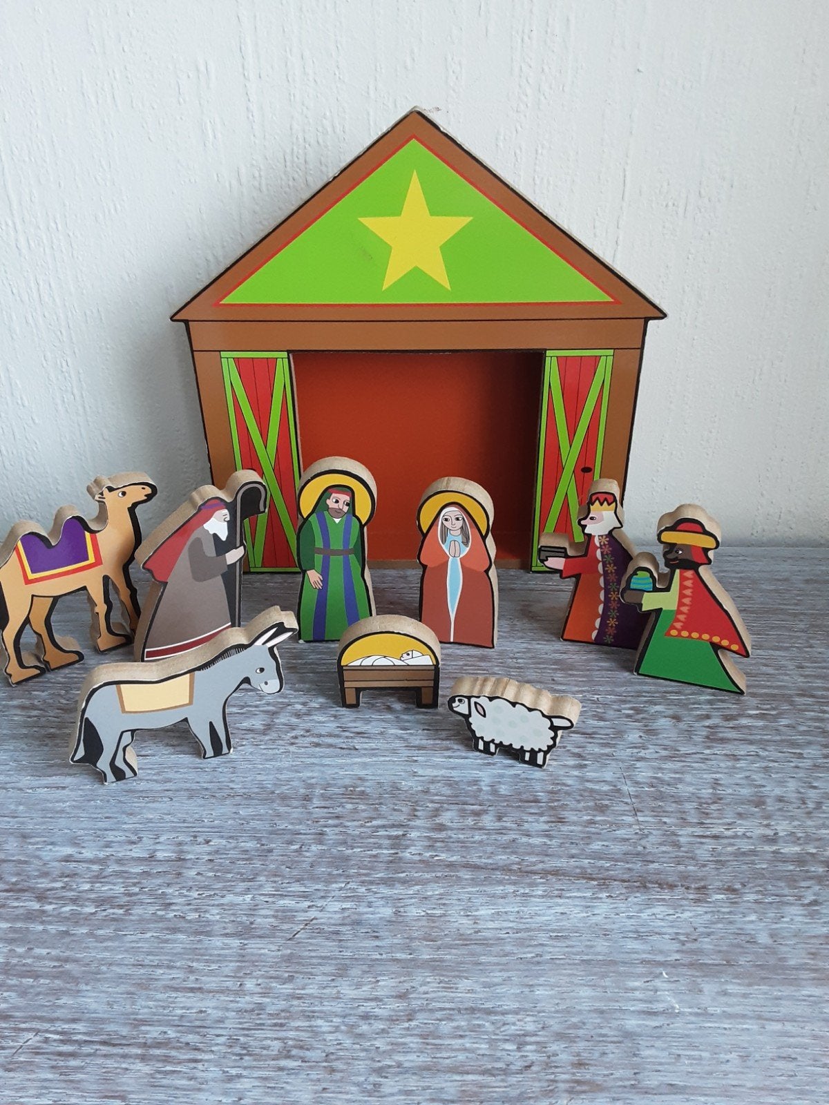 complete houten kerststal speelset, Diversen, Kerst, Ophalen of Verzenden, Gebruikt