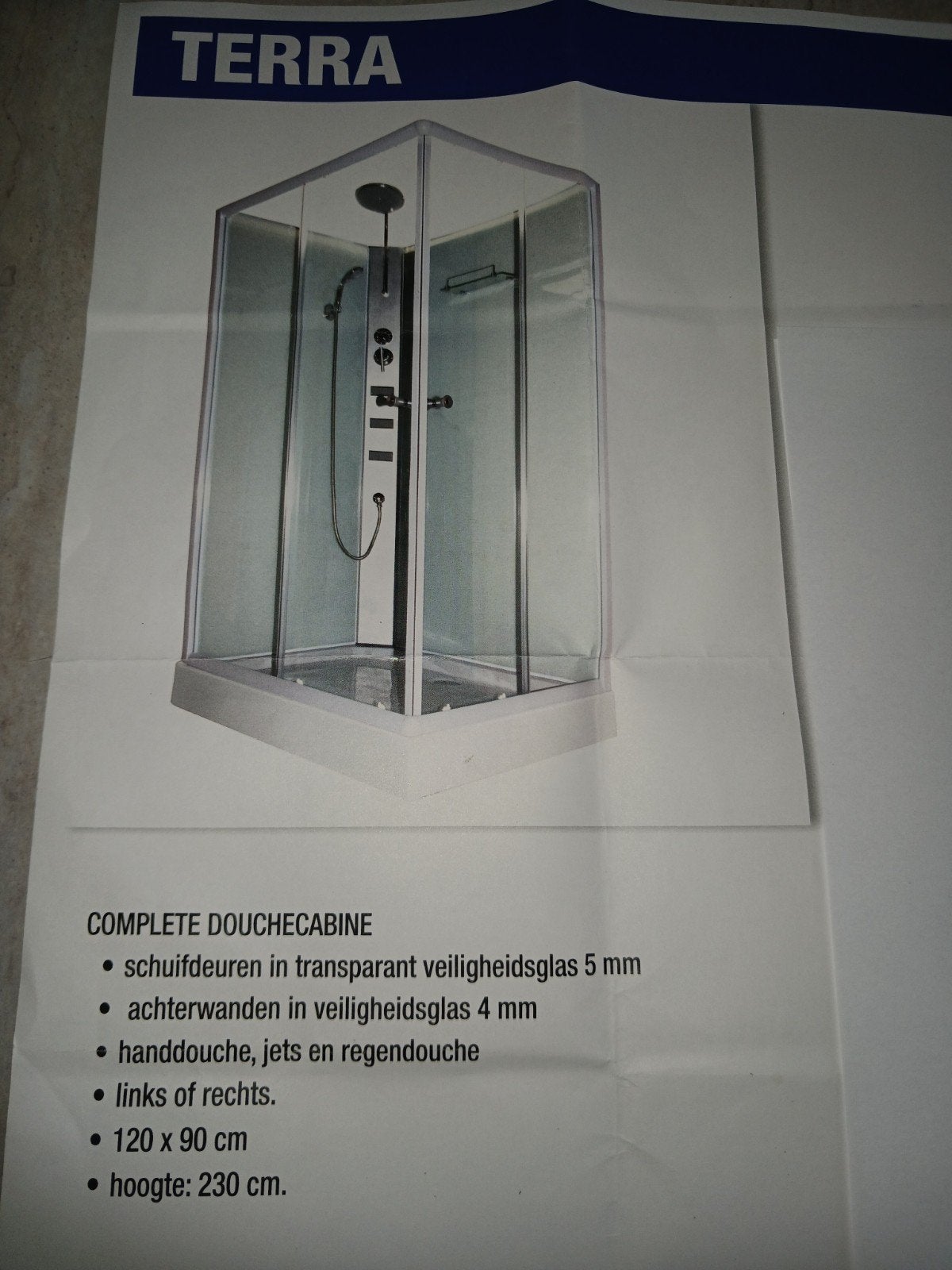 Terra Complete Douchecabine - Nieuw in doos, Ophalen, Nieuw, Douche