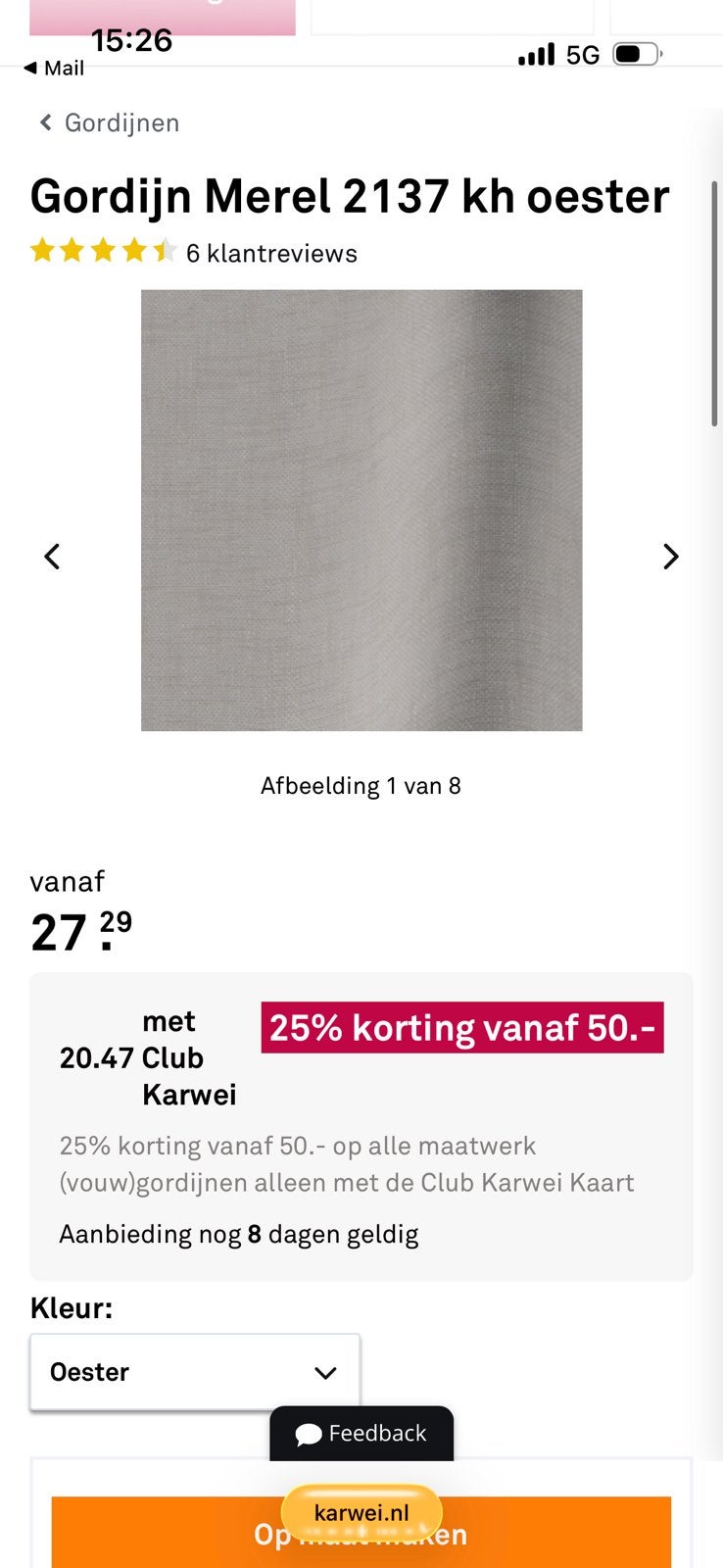 Karwei gordijnen, Ophalen of Verzenden, Zo goed als nieuw, 200 cm of meer