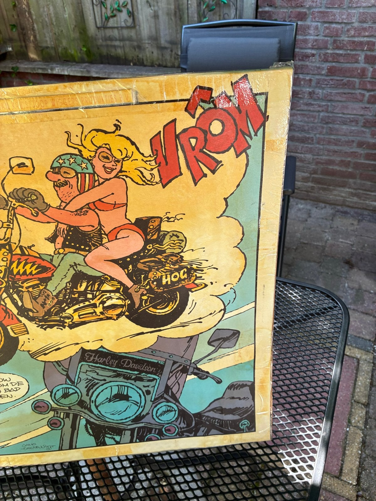 Harley Davidson Cartoon Schilderij - Uniek Kunstwerk, Antiek en Kunst, Kunst | Schilderijen | Modern, Ophalen, Hout, Handgeschilderd