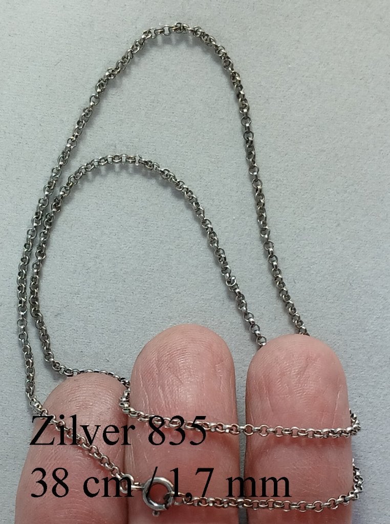 Zilveren ketting Jasseron schakels 38 cm 1,7 mm zwart zilver, Zilverjuwelier.nl, Zwart, Nieuw, Ophalen of Verzenden