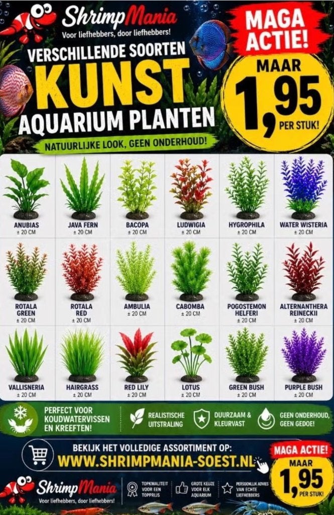 Actie: Aquarium of decoratie kunstplanten 1,95 per stuk!!!, ., Plant(en), Steen of Hout, Nieuw, Overige merken