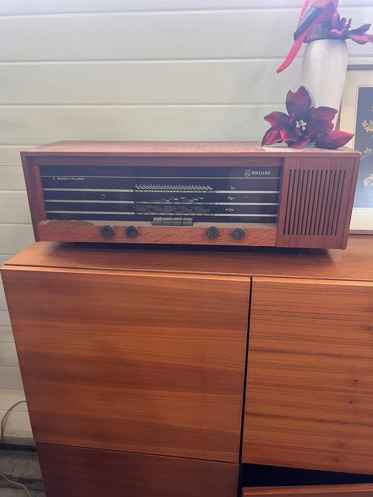 Philips 22RB463 vintage radio jaren 70 teak, Ophalen of Verzenden