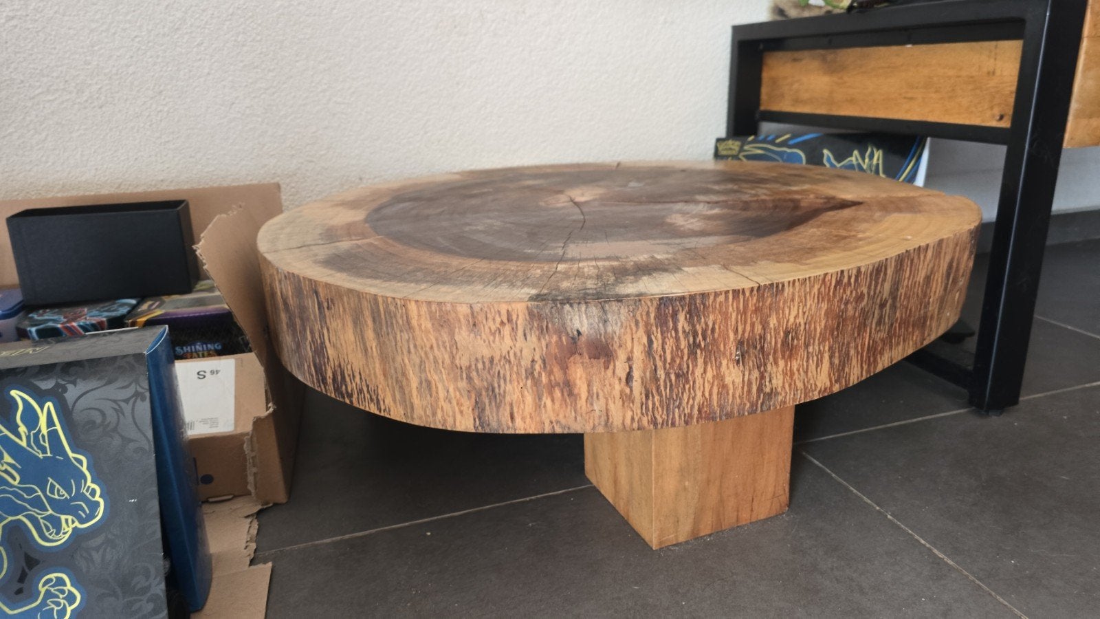Unieke Suar Houten Salontafel / Bijzettafel, Ophalen, Gebruikt, 50 tot 100 cm, Rustiek, Natuurlijk, Modern, Industrieel
