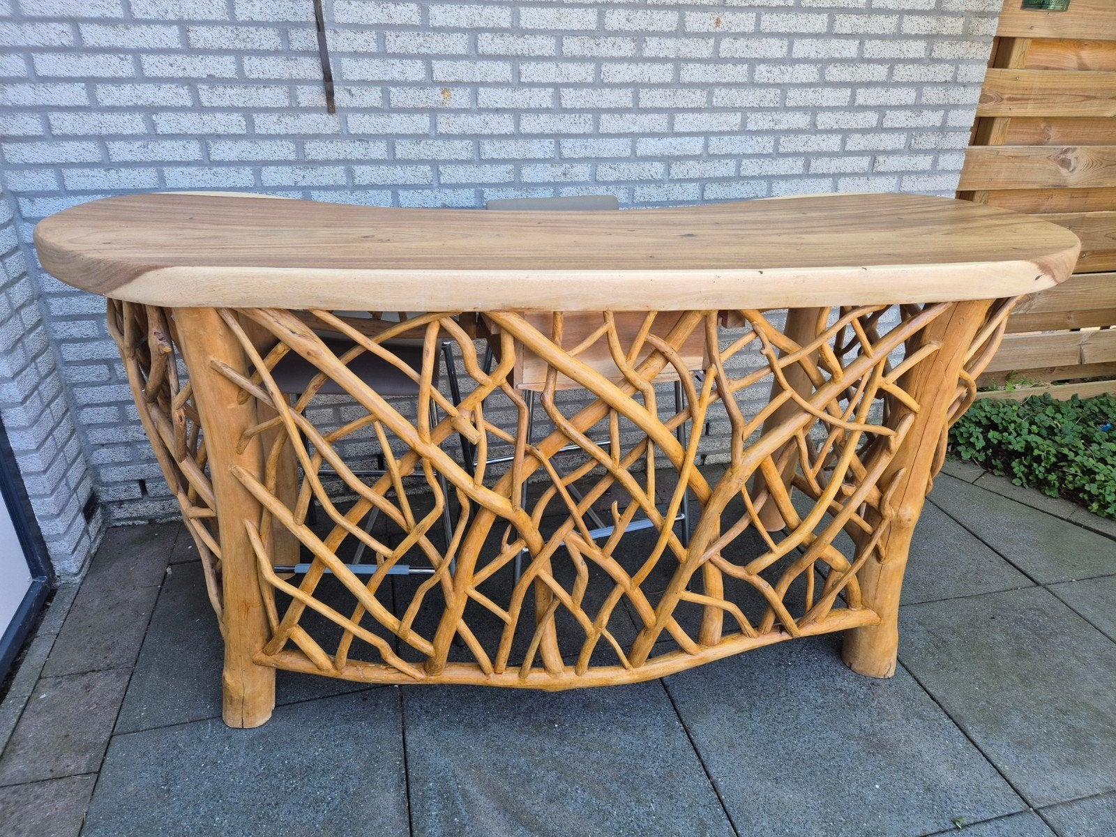 Authentieke, artistieke houten bar van natuurproduct, Huis en Inrichting, Ophalen of Verzenden, Gebruikt