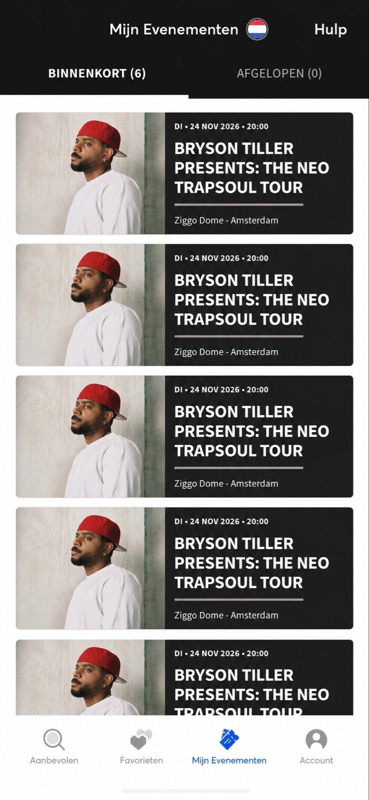 bryson tiller concert 24 november, Tickets en Kaartjes, Eén persoon, November